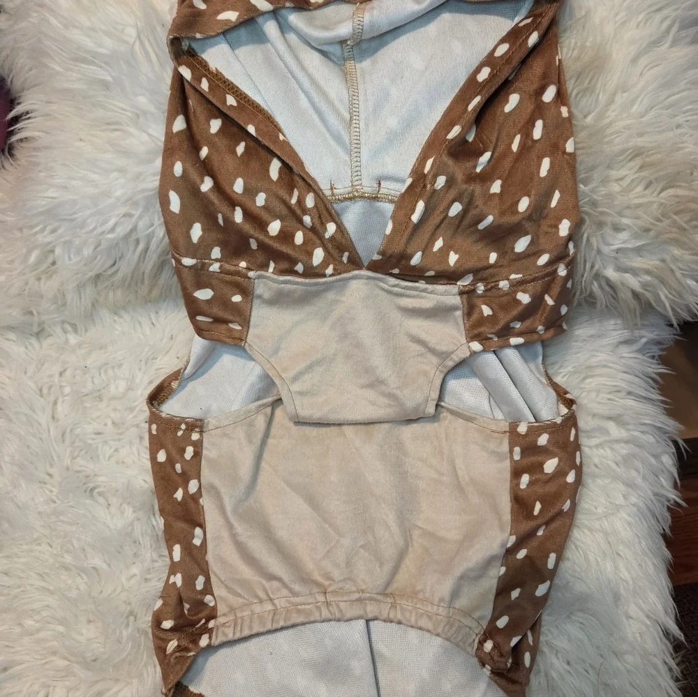 Sweet Cheeks Reindeer Dog Costume Brown White Gold XL